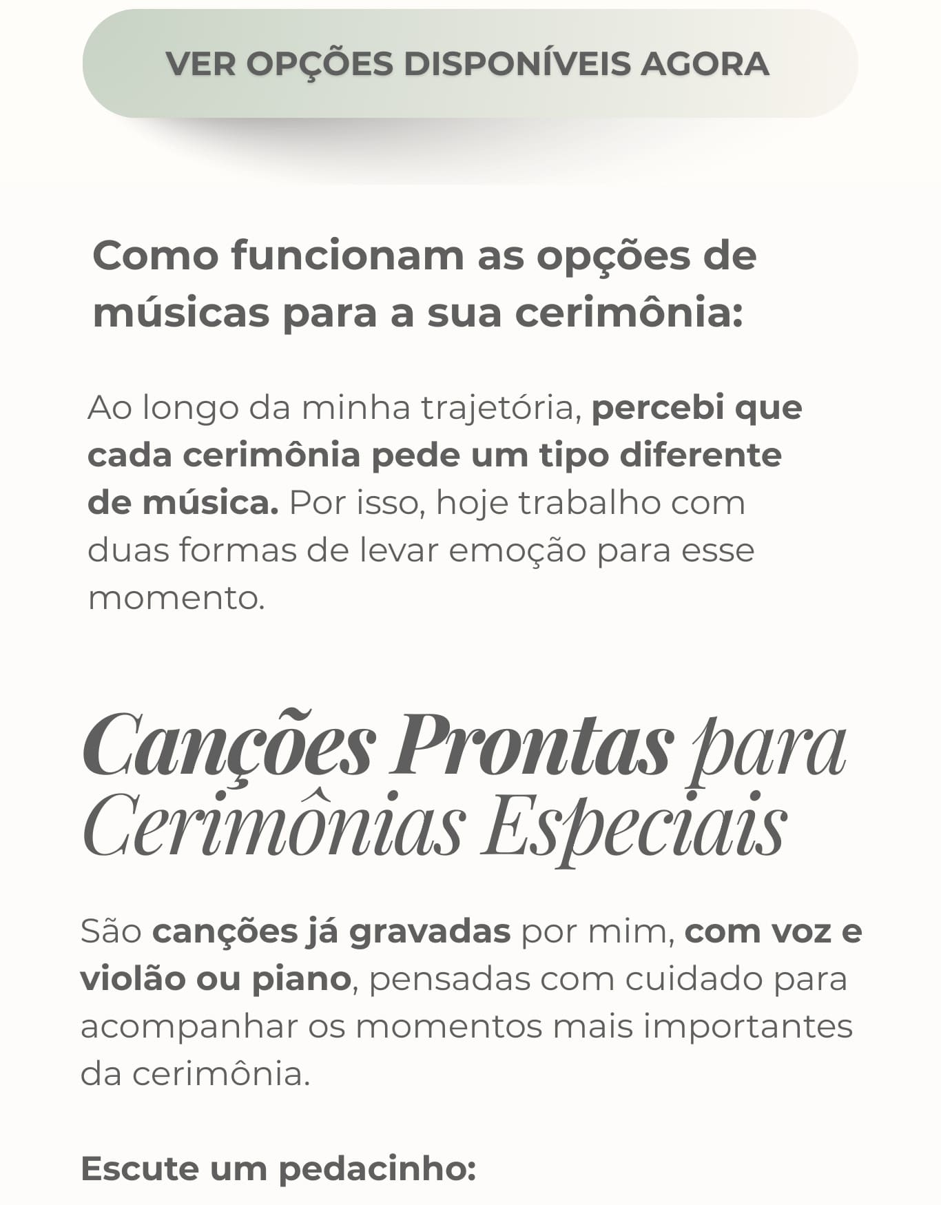 Opções de músicas para a cerimônia